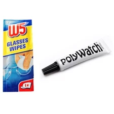 Polywatch polish plastic, acrylic watch glass repair 5ml with W5 wipe cleaner