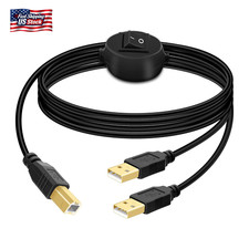 GELRHONR USB B to USB a Printer Cable Splitter - 1 in 2 Out Printer Cord Switche