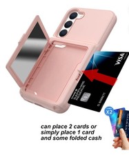 Samsung Galaxy S22 Ultra oro rosa con porta carte di credito e specchio nascosto