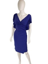 Lauren Ralph Lauren Womens 4 Cocktail Dress Blue/Purple Ruffle Sleeves Rusched