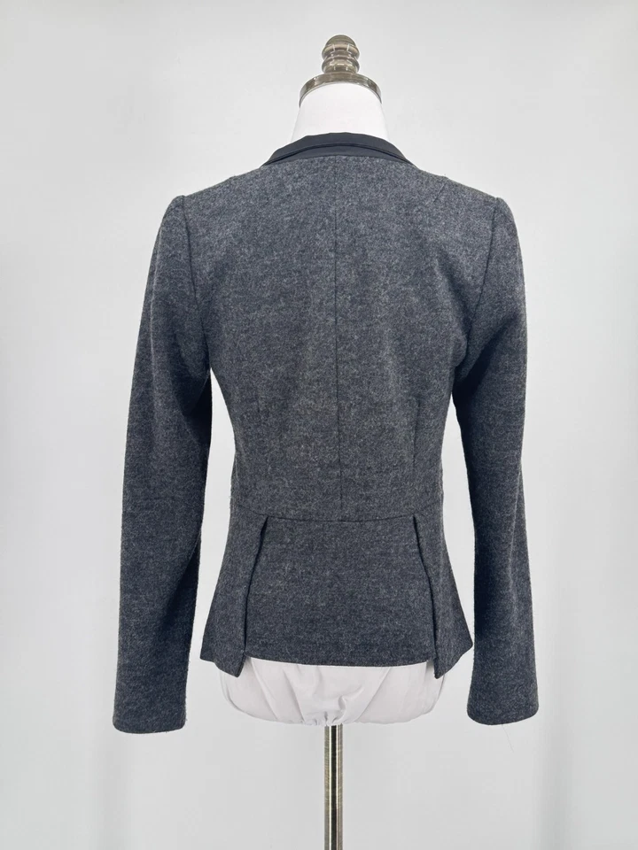 Chaqueta Blazer Anthropologie Elevenses Mujer Gris Carbón Negro Mezcla Lana Talla 6 Foto 3 de 4