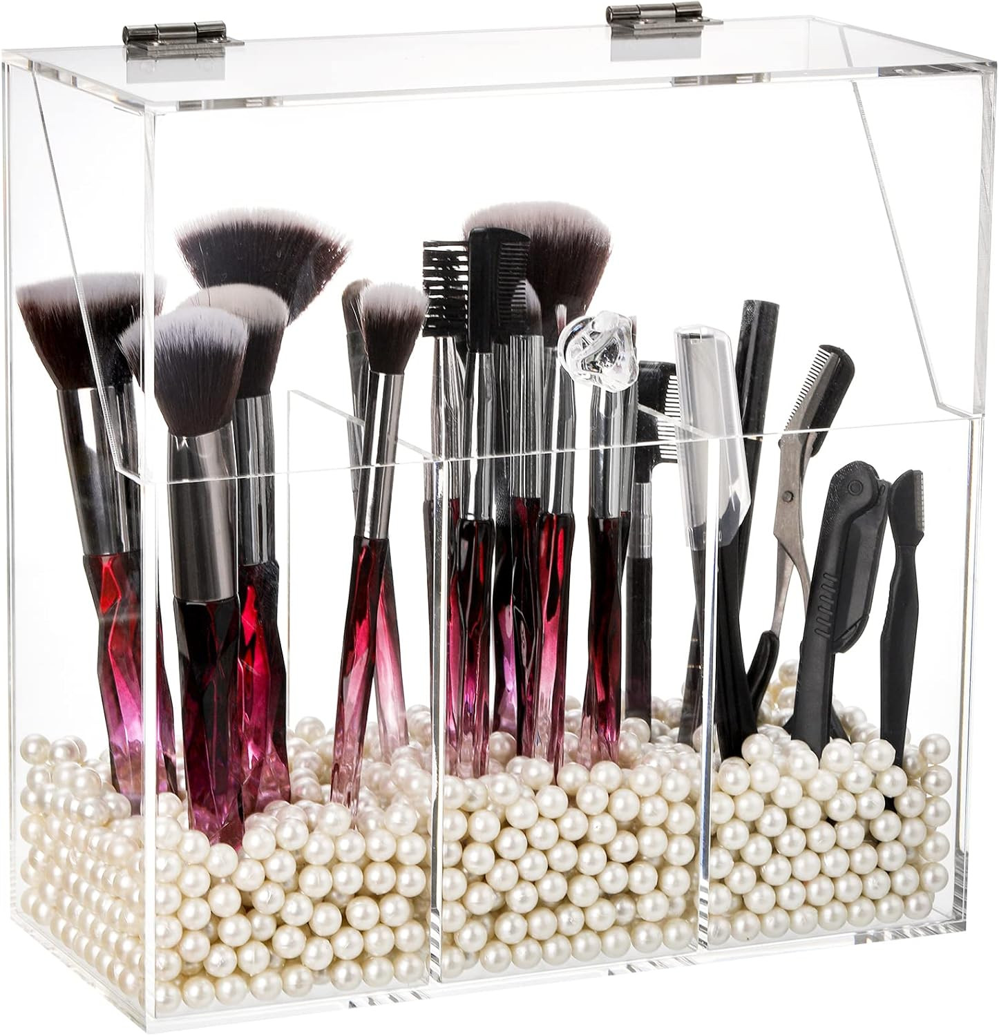 Portaspazzolino Trucco con Perle e Coperchio - Organizer Makeup Luxury