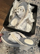 Coach Franki Leather Sandals Flip Flops Signature Jacquard Chalk Size 10 w/box