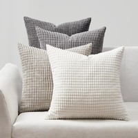 Kissenbezug 40X40 Grau 4Er Set Cord KöRnig Farbverlauf Flauschig Sofa