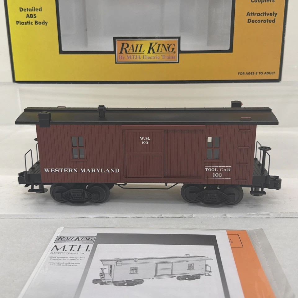 MTH RailKing 30-77077 Western Maryland 19th c Woodsided Caboose #103 New O C-7 - Image 2 of 4