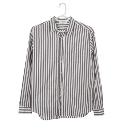 Alex Mill Wash & Go Shirt Men XL Green White Striped Cotton Button Up