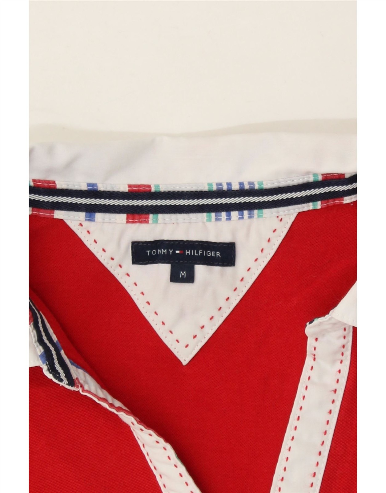 TOMMY HILFIGER Womens Polo Shirt UK 12 Medium Red Cotton AA03 thumbnail 3