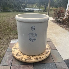 Antique UHL Pottery Co Acorn Wares Indiana 6 Gallon Stoneware Crock