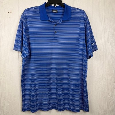 NikeGolf Dri-Fit Polo shirt men s 2XL blue/ white stripe Really nice Shirt. 