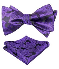 Men's Bow Tie Coco Lilac Floral With Matching Handkerchief Self Tie
