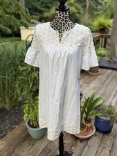 J.Crew Bell Sleeve Dress Fringe Dot Marine Salt Ivory Sz 8 Lined Preppy Cottage