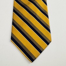 Brooks Brothers Mens Repp Tie Navy Gold Striped 100% Silk Necktie Made in USA