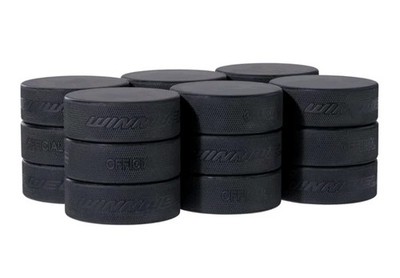 Winnwell Black Ice Hockey Pucks - Box of Standard 6oz Ice Puck, Official...