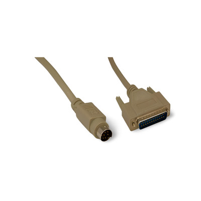 6ft Mini DIN 8 Male to DB25 Male Serial Cable - Beige