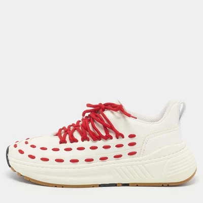 Baskets à lacets en cuir blanc rouge Bottega Veneta Speedster taille 41 - Photo 1/4