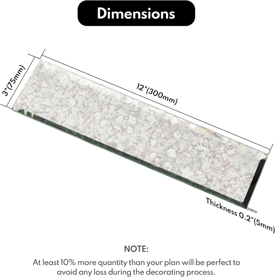 Azulejo espejo biselado antiguo vintage de 3x12 pulgadas - Salpicadero fácil de pelar y pegar Foto 4 de 4