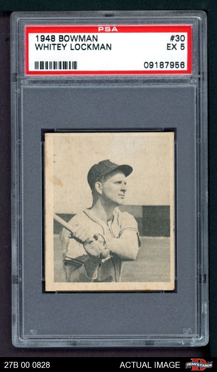 1948 Bowman #30 Whitey Lockman Giants SHORT-PRINT RC PSA 5 - EX