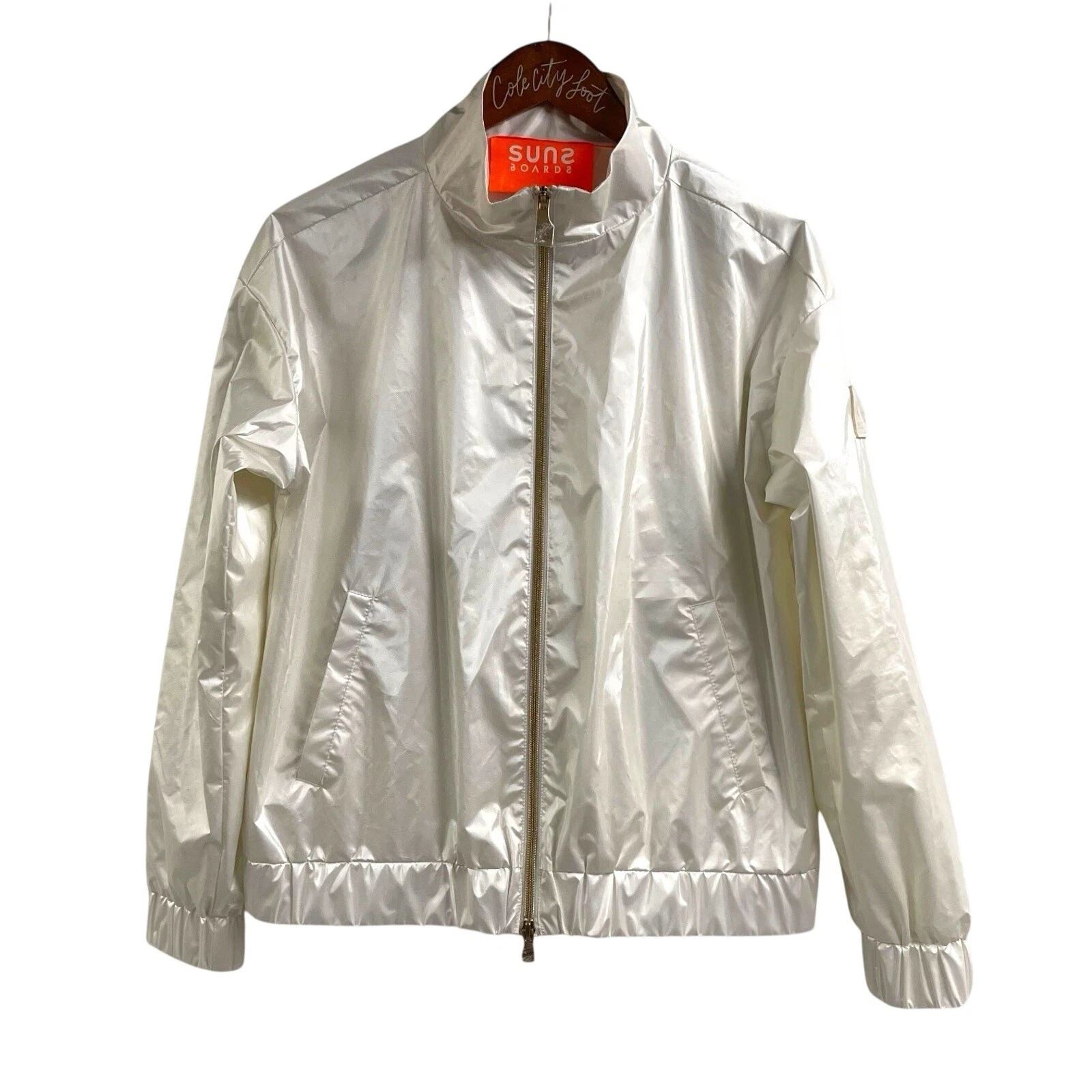 Sunsboards White Shiny Jacket Medium Full Zip Windbreaker
Opens in a new window or tab