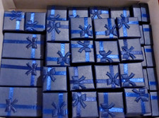Earrings Rings Jewellery Presentation Gift Box x45 Blue Boxes Ribbon Bow Job Lot
