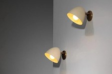 Pair of Mid Century Modern Wall Sconce Stilnovo Brass Vintage Wall Lamps 1950's