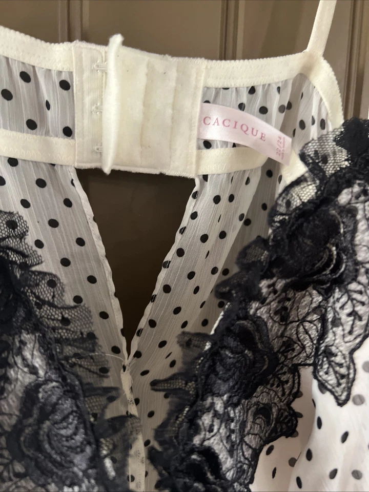 Lencería Babydoll Chemise de encaje transparente para mujer Cacique talla 22/24 blanca Foto 3 de 4