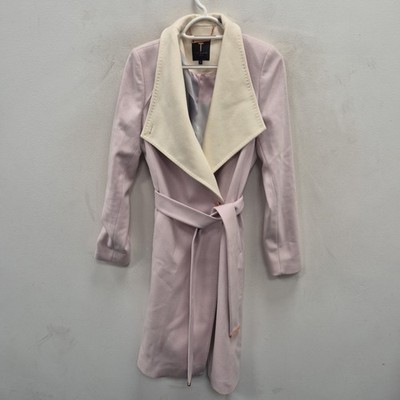 Ted Baker Afina Woll-Kaschmir-Mischung babyrosa mittellanger Wickelmantel Gr. 2 UK 10