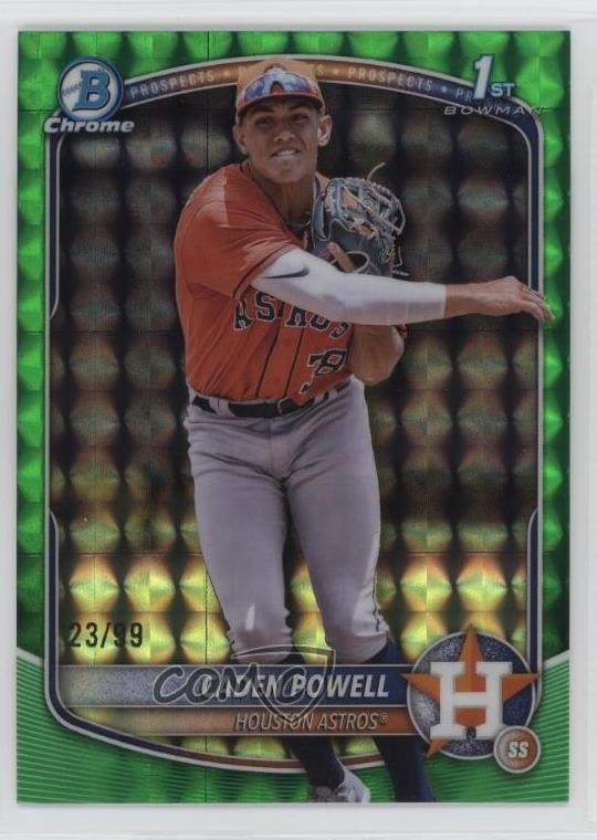 2025 Bowman Chrome Prospects Green Geometric Refractor 23/99 Caden Powell 12cn