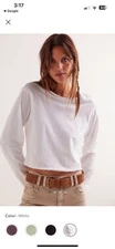 NWT  free People We The Free Crop Top Long Sleeve Perfect Tee Gray Womens Small