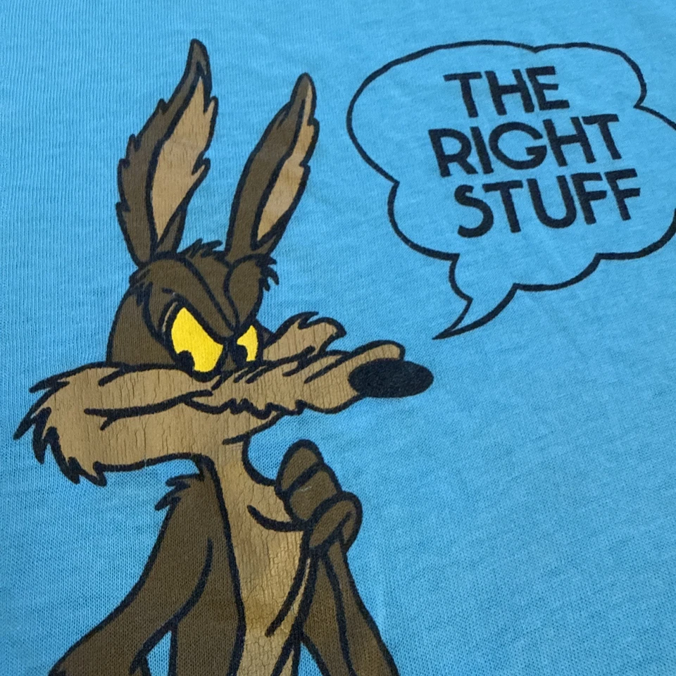 Camiseta vintage años 80 Wile E Coyote The Right Stuff 1980 dibujos animados Foto 3 de 4
