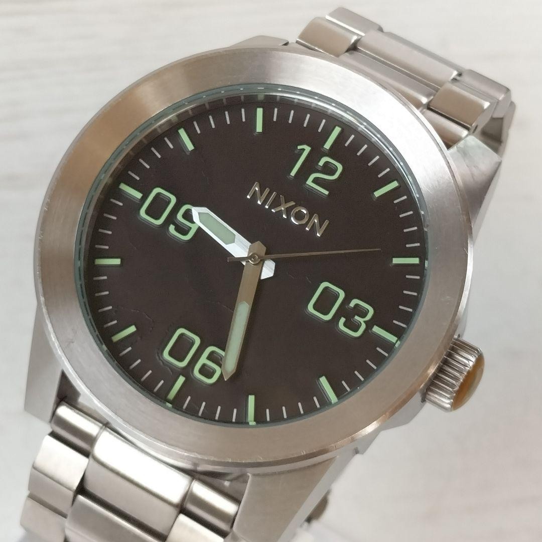 Nixon The Corporal Military Quartz Work Watch with Leather Strap  