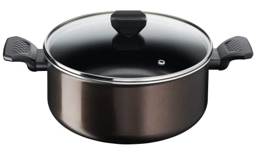 Tefal Faitout 24 cm antiadhésif 4.7L avec couvercle verre pour cuisson saine