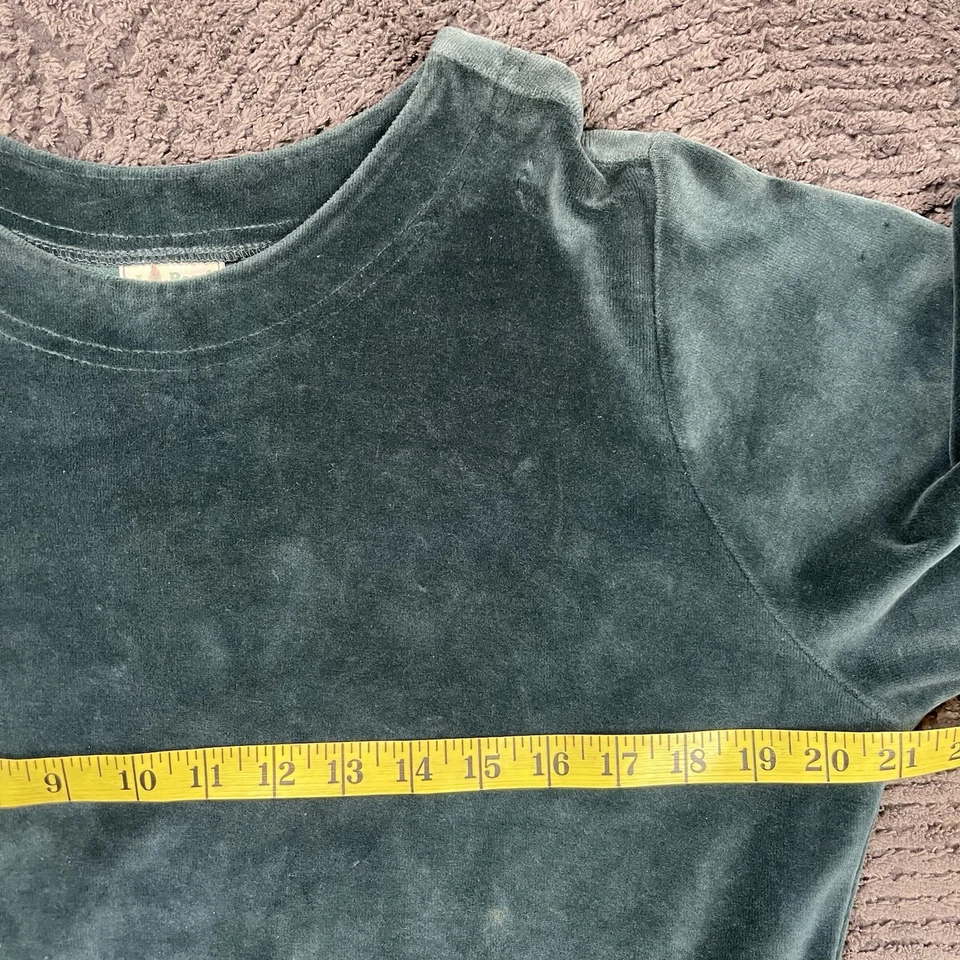 L.L. Vestido midi de terciopelo verde manga larga Bean para mujer talla mediana vintage retro Foto 3 de 4