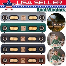 Vintage Wireless Bluetooth Sound Bar Speaker Desktop Dual 2in Speakers USB Wired