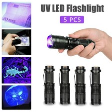 UV Flashlight LED Torch Zoomable Ultra Violet Black White Dual Light Detector