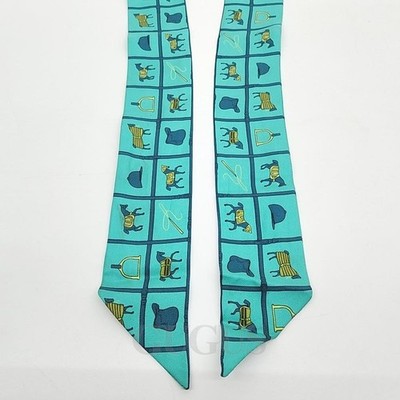 Hermes Turquoise Silk Twilly Scarf Official