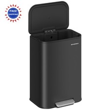 SONGMICS 13 Gallon Garbage Can Stainless Steel Soft Close Wide Pedal Silver