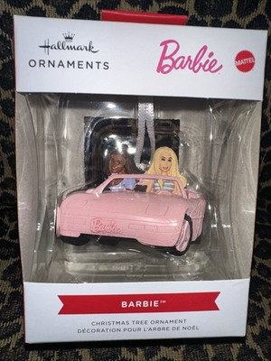HALLMARK CHRISTMAS ORNAMENT ~ MATTEL ~ BARBIE ~ PINK CORVETTE CAR