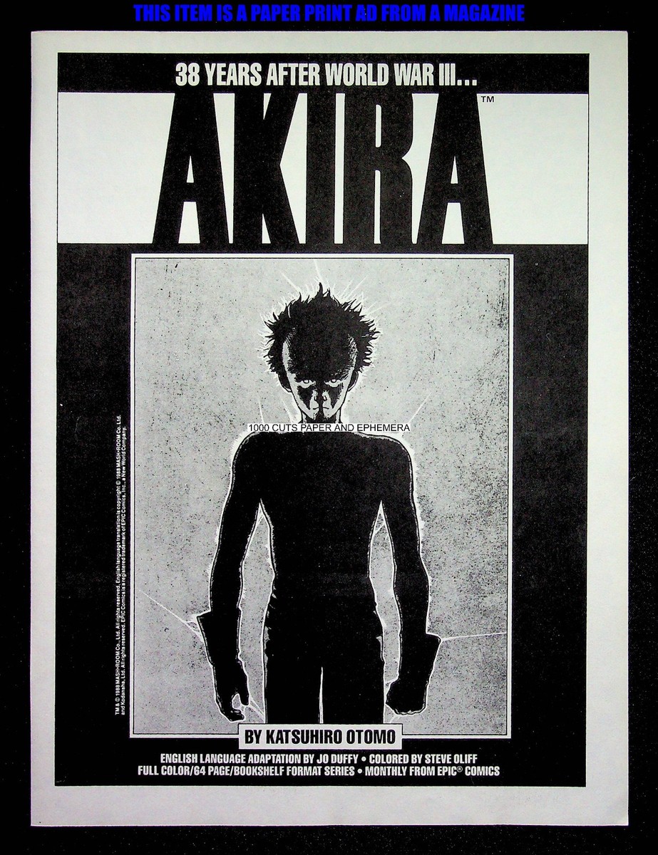Akira Katsuhiro Otomo Epic Comics 1988 Manga Print Magazine Ad