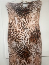 SHEIN Women Leopard Print Bodycon Midi Dress Strapless Sexy