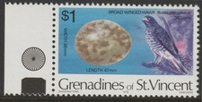 E-721 Birds San Vicente-Granadinas 1978 Halcón Alado Ancho $1 Marca de agua lateral