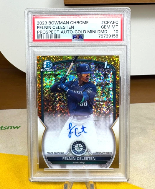 2023 Bowman Chrome Felnin Celesten PSA 10 1st Auto Gold Diamond Refractor /50