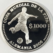 2003 Proof URUGUAY Silver $1000 PESOS Fifa 2006 World Cup Football/Soccer KM#122