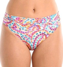 La Blanca Women  s Size 10 Shirred Band Hipster Bikini Swimsuit Bottom Multicolor