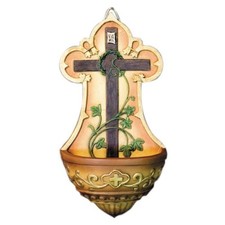 Holy Water Font Cross with Vine 5 High Cathol...
