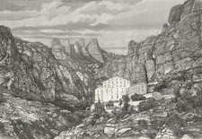 SPAIN. Monserrat, Catalonia(Catalunya) c1885 old antique vintage print picture