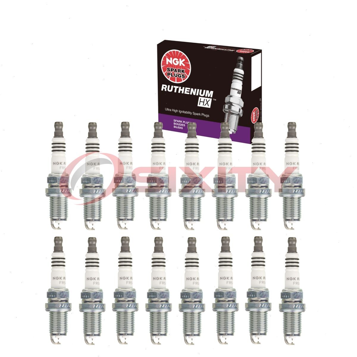 16 pcs NGK Ruthenium HX Spark Plugs for 2003-2004 Mercedes-Benz G55 AMG 5.5L lm