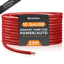 InstallGear 10 Gauge Wire 25ft Copper Clad Aluminum 10 - 25Ft, Red