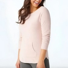 Barefoot Dreams CozyChic Ultra Lite Raglan Sweater 1X Pink Pullover A373562