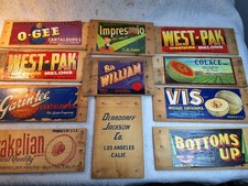 Lot 11 Vintage FRUIT CRATE BOX LABEL ENDS deardorff Jackson Colace Westside  Cal
