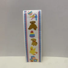 Vintage 2000 Mrs. Grossman's Stickers BABY TOYS-1 Sheet Stuffed Teddy Bear Block